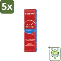 Colgate 5 x Tandpasta Max White Optic 75 ml - Grootverpakking - Tandpasta - Witte Tanden - Optische Whitening - Direct Wittere Tanden - Tanden Poetsen