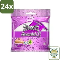 Wilkinson - Wegwerpscheermesjes Essentials 2 - Voor Dames - Antislip Greep - 5 scheermesjes - Voordeelverpakking - 24 stuks - Antislip handgreep - Wegwerpscheermesjes