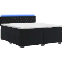 Syfax Boxspring Bed met Matras en LED Zwart 140 x 190 cm fluweel