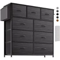 Sonstiges Kast met stoffen lades, zwarte houtnerf, 100x100x30 cm, 9 lades