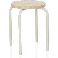 Hjh LIVING Kruk / hocker ALRANDA metaal / MDF wit / eiken