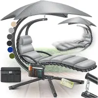 Kesser Zweefligbed met parasol - Schommelligbed tot 120 kg - 200 x 194 x 100 cm - Grijs XL