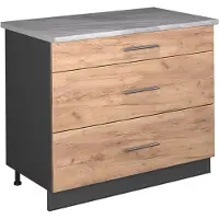 Vicco Keukenonderkast Fame-Line, Goudkleurig Eiken/Antraciet, 100 cm, WB Marmer