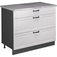 Vicco Keukenonderkast Fame-Line, Wit Landhuis/Antraciet, 100 cm, WB Marmer