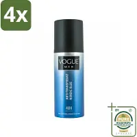 Vogue Anti-Transpirant Nordic Blue 150 ml - Voordeelverpakking - 4 stuks - Zweetvermindering - Frisheid
