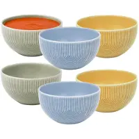 Secret De Gourmet Soepkommen Memphis - D14 cm - groen / blauw / geel keramiek - schaaltjes - stapelbaar