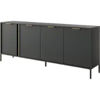 3Xeliving Ruime commode voor woon- en slaapkamer, antracietkleurig, afmetingen 203 x 39,5 x 81,4 cm