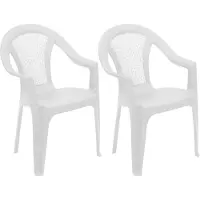Gerimport tuinstoel Texel - 2x - wit - kunststof - 54 x 56 x 81 cm - bijzet stoelen