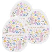 Excellent houseware Pasen thema servetten - Paaseieren design vorm - 60x stuks - 33 x 33 cm - Paasontbijt