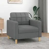 Markenlos Donkergrijze fauteuil van stof, 60 cm, 14,2 kg