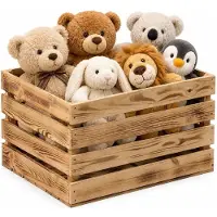 Atmosphera Fruitkistjes Classic opslagbox - old look - lichtbruin - hout - L47 x B36 x H28 cm - Decoratie huis en tuin - wandplank - opbergers