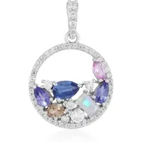 Cavill - Zilveren Hanger met Nepal Kyaniet en Tanzaniet - 925 Sterlingzilver - 2,25 Ct Edelstenen - Peervormig Design - Elegante Dames Sieraden