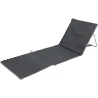 WDMT Strandmat met Rugleuning - 158 x 51 x 45 cm - Opvouwbaar - Campingstoelen - Strandmatten - Strandstoel - Inklapbaar - Draagbaar - Tas - Campingstoel - Strandmatten - Antraciet