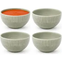 Secret De Gourmet Soepkommen Memphis - 4x - D14 cm - 600 ml - groen - keramiek - schaaltjes - kommetjes - stapelbaar