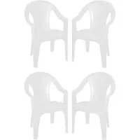 Pro Garden tuinstoel Como - 4x - wit - kunststof - 56 x 55 x 83 cm - bijzet stoelen - stapelbare tuinstoelen - buiten