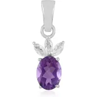 Cavill - Zilveren Hanger - 925 Sterling Zilver Gerhodineerd - Braziliaanse Ovale Amethist 0,996 ct en Marquise Topaas 0,261 ct - Elegant 22x8 mm
