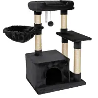 Markenlos Famanu krabpaal voor katten - Hoogte 85 cm - Sisal en pluche - Donkergrijs