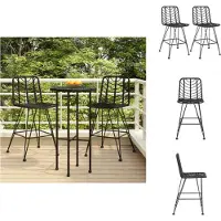 vidaXL Barkrukken, 2 stuks, zwart, 45x56x103,5 cm, PE-rotan en staal - Tuinstoelen