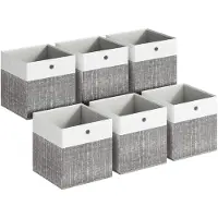 Songmics - Opbergbox - Opbergdoos - Set van 6 - Opvouwbare Stoffen Boxen - Met PP-Platen - Rekken