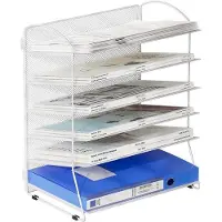 OEM Documentenhouder A4 - 6 compartimenten - Stijlvolle rasterstructuur - Duurzaam metaal - Ontwerp zonder schroeven - 34,5 x 40,5 x 22,5 cm - Documentenorganisator