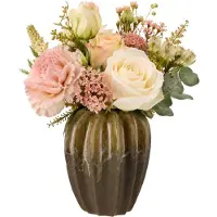 DK Design vaas Dion - bruin - natuurlijk glazuur effect - 14 x 15 cm - bloemenvaas