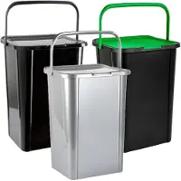 PlasticForte Recycling afvalbakken - set 3x - zwart/zilver/groen - 45L - 34 x 40 x 54 cm