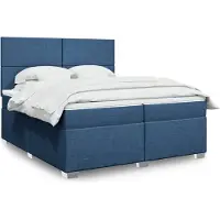 vidaXL Boxspring met matras stof blauw 200x200 cm