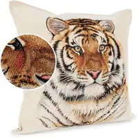 ANRO Tijger Sierkussen 45x45 cm - Jacquard gobelin - Inclusief vulling