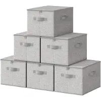 Songmics - Opbergbox - Opbergdoos - Deksel - 6-Delige Set - Opvouwbare Stoffen Boxen - Handgrepen