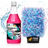Tuga Chemie Shampoo-Teufel Autowasset – 1L Autoshampoo + Premium Microvezel Washandschoen – Krasvrij Auto Wassen