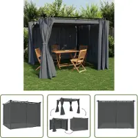 The Living Store De Living Store paviljoen met gordijnen, antraciet, 3x3 meter, staal