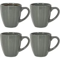 Home Deco Factory koffiemok / thee beker - 4x - donkergrijs - 33 cl - keramiek - vaatwasser bestendig - servies - bekers