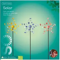 Lumineo Solar Wind Spinner – Tuindecoratie met 15 Micro-LED – Warm Wit Licht – Solar Tuinprikker – Assorti Kleuren
