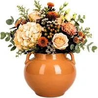 Atmosphera Vaas Aquilos - glans - terra bruin / terracotta - D18 x H17 cm - keramiek - bloemenvaas - voor stelen en boeketten