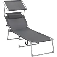 Famanu Liege Erik Deluxe - Zonnebed - Met parasol - Tuinbed - Loungeset - Grijs - 210 x 73 x 35 cm
