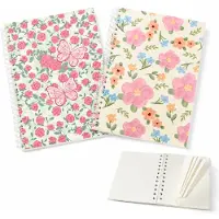 VHV - Notitieboek Set van 2 - Bloemen Design Schrijfboek- 21x14.5 cm - Bobine Dagboek - Perfect Cadeau - Voor Vrouwen , Meisjes voor Kantoor, Studie