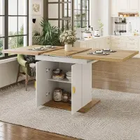 Flieks Uitklapbare eettafel met zonnerelief en ruime opbergruimte, geschikt voor keuken, woonkamer. Keukentafel, afmetingen 110-140x70x76 cm, wit