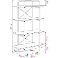 vidaXL Boekenplank 4-laags 80 x 35 x 140 cm PB Zwart eiken