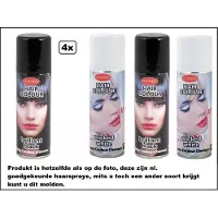 Goodmark 4 stuks Haarverf/haarspray zwart/wit 125 ml - merk - - Brilliant black en Wicked white - Festival thema feest carnaval haar kleurspray party
