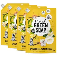 Marcel's Green Soap Wasmiddel Navulling Voordeelbox Universeel Vanille & Katoen 4 x 1000 ml