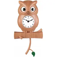 JVD Kinderwandklok Uil met Pendel - 20x40 cm - Stille Kwarts Beweging