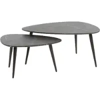 Nest of Nora Salontafel set Jorin - Peervormig set van 2 - Moderne bijzettafel - Grafiet