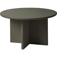 Nest of Nora Ronde salontafel Lona - 80 cm - Houten kruispoot met ribstructuur - Olijfgroen