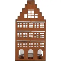 Clayre & Eef Waxinelichthouder Huis 10x10x20 cm Bruin Metaal