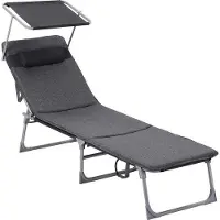 Markenlos ligbed met verstelbare rugleuning - geschikt voor tuin, terras en balkon