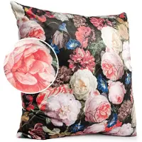 ANRO Rozen Zwart Sierkussen 40x40 cm - Velours - Inclusief vulling