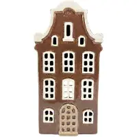 Clayre & Eef Waxinelichthouder Huis Bruin Keramiek