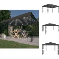 vidaXL Paviljoen met LED-lichtketting, 3x4 meter, antraciet - Paviljoens & feesttenten