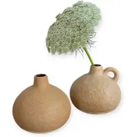 Home Society - Vaasjes - Keramiek - Set van 2 - Bolvorm - Sand - Beige - 13 x 12 cm