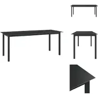 vidaXL Tuintafel zwart, 190x90x74 cm, aluminium en glas - Tuintafels